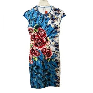 Clover Canyon Floral Print Rio De Janeiro Blue Cap Sleeve Mini Dress S